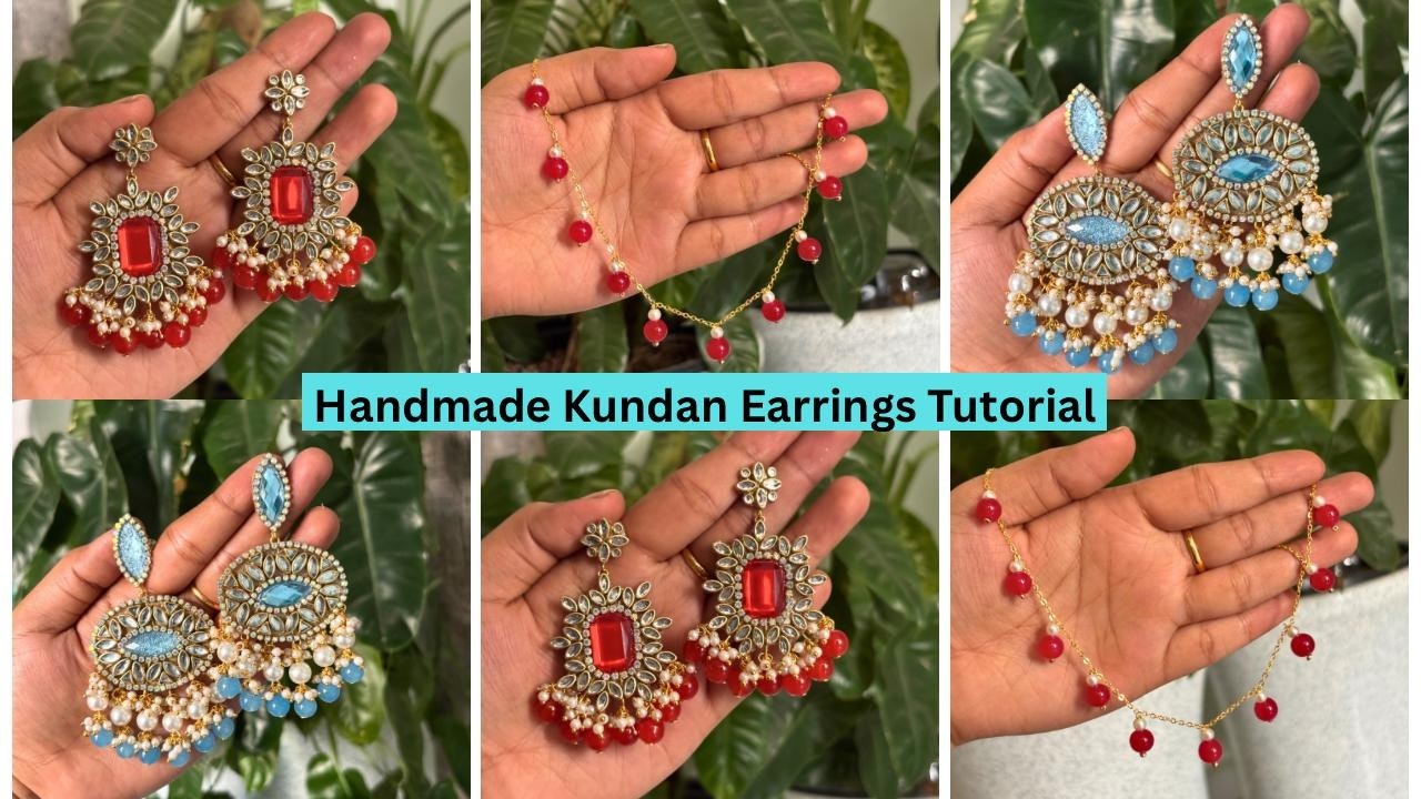 Kundan Earrings making |Handmade Jewellery Bridal jewellery || 5 minutes jewellery Ideas