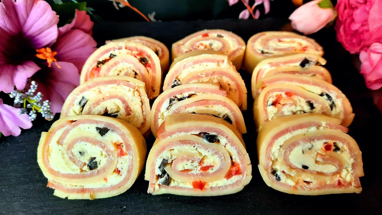 БЫСТРАЯ ЗАКУСКА СЫРНАЯ РУЛЕТКА С ВЕТЧИНОЙ / ЗАКУСКА НА ПРАЗДНИКИ / ДЕШЕВАЯ ЗАКУСКА