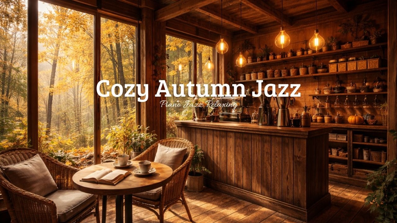 Cozy Autumn Jazz Café ☕ Relaxing Jazz Music with Beautiful Forest View