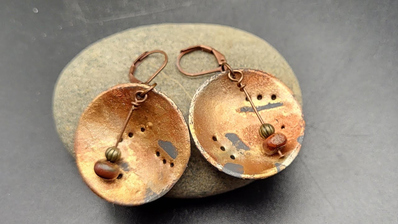 Concave metallic polymer clay earrings