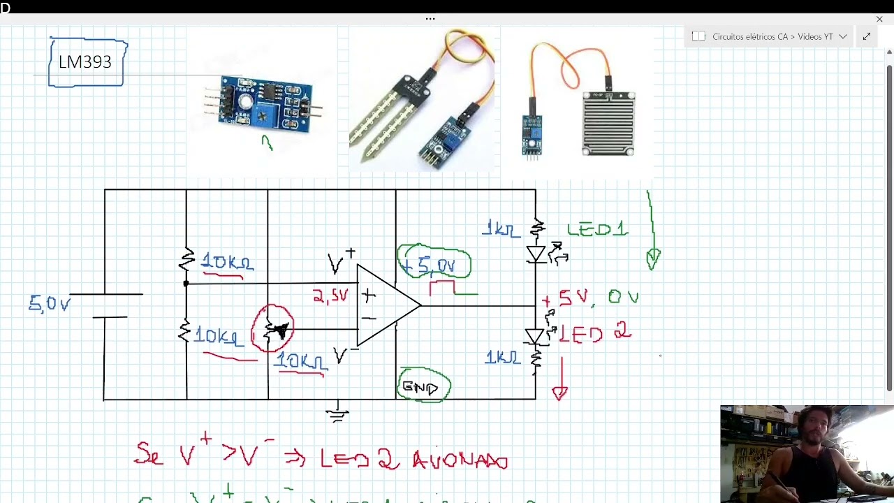 Exemplo simples da aplicação do LM393 como comparador com saída digital.