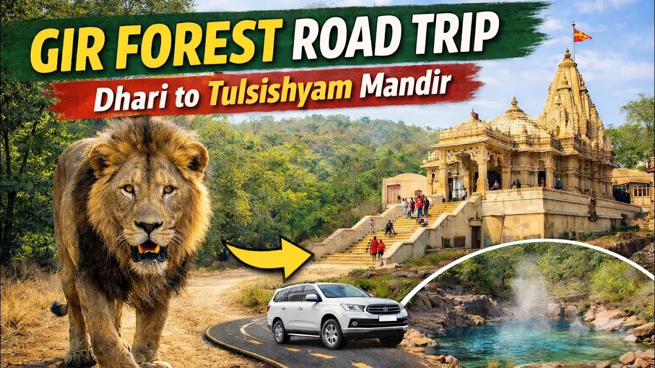 Gir Forest Road Trip | Tulsishyam Mandir darsha | Lion Area Drive 🦁