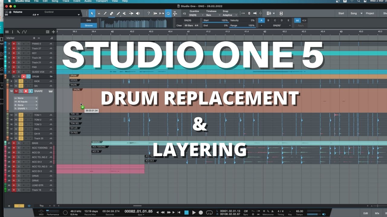 STUDIO ONE 5 TUTORIAL - DRUM REPLACEMENT & LAYERING DENGAN FITUR STUDIO ONE