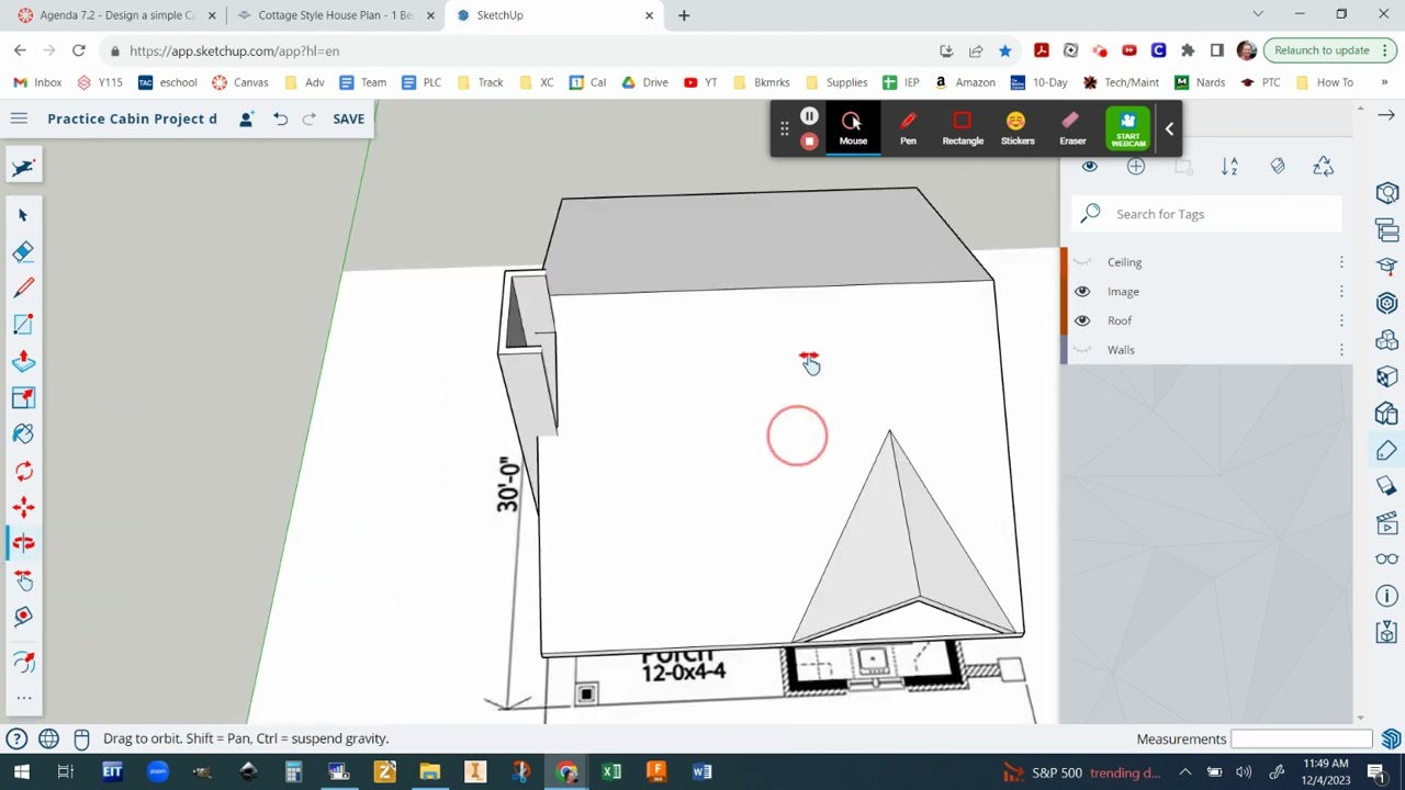 SketchUp Practice Cabin Project #7 - Make a Chimney