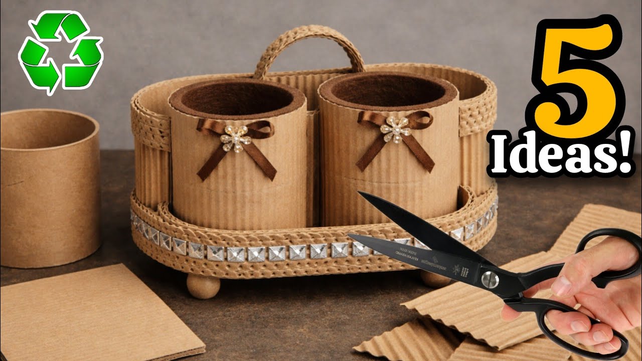 Cardboard Magic:  5 Transform Rolls & Boxes into Elegant Home Decor | DIY Upcycling Ideas