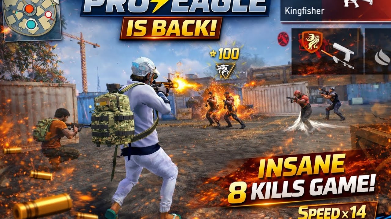 Noob vs Pro 😱 PRO EAGLE Kingfisher Gameplay | Insane 8 Kills Speed x14 🔥 Free Fire