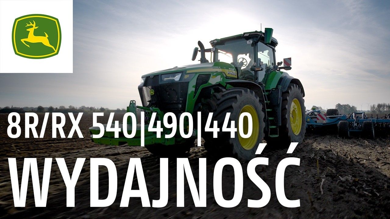 John Deere 8R/8RX Najwyższa siła uciągu — do 634 KM z IPM