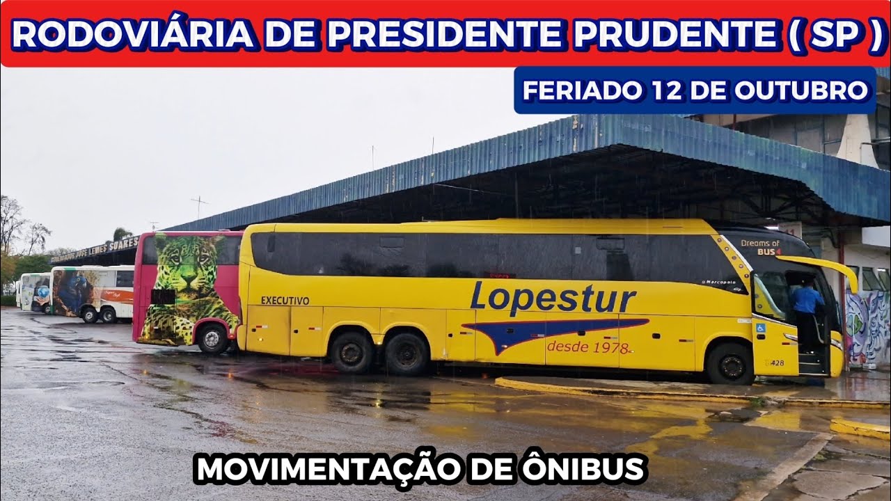 NOVIDADE ! MOVIMENTO DE ÔNIBUS NA RODOVIÁRIA DE PRESIDENTE PRUDENTE ( SP ) , FERIADO 12 DE OUTUBRO 
