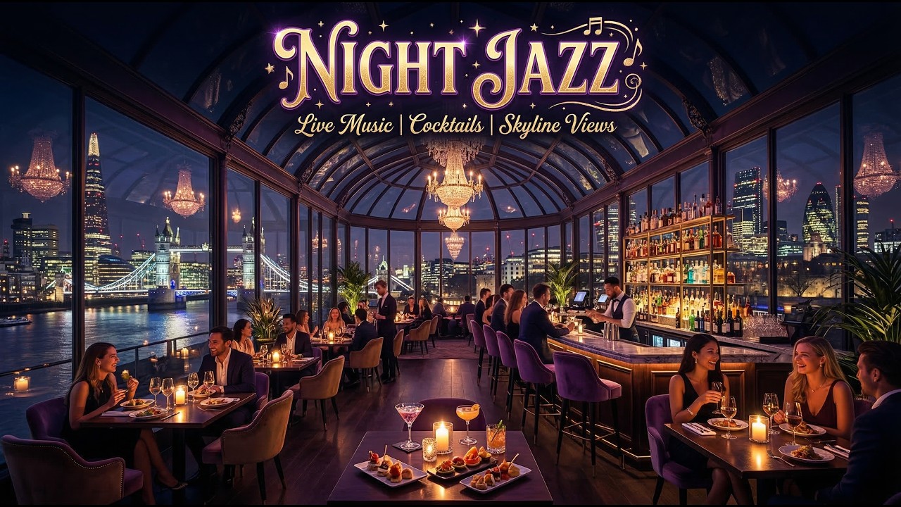 London Night Jazz Cocktail Bar 🌃🍸🎷 | Elegant City View Ambience