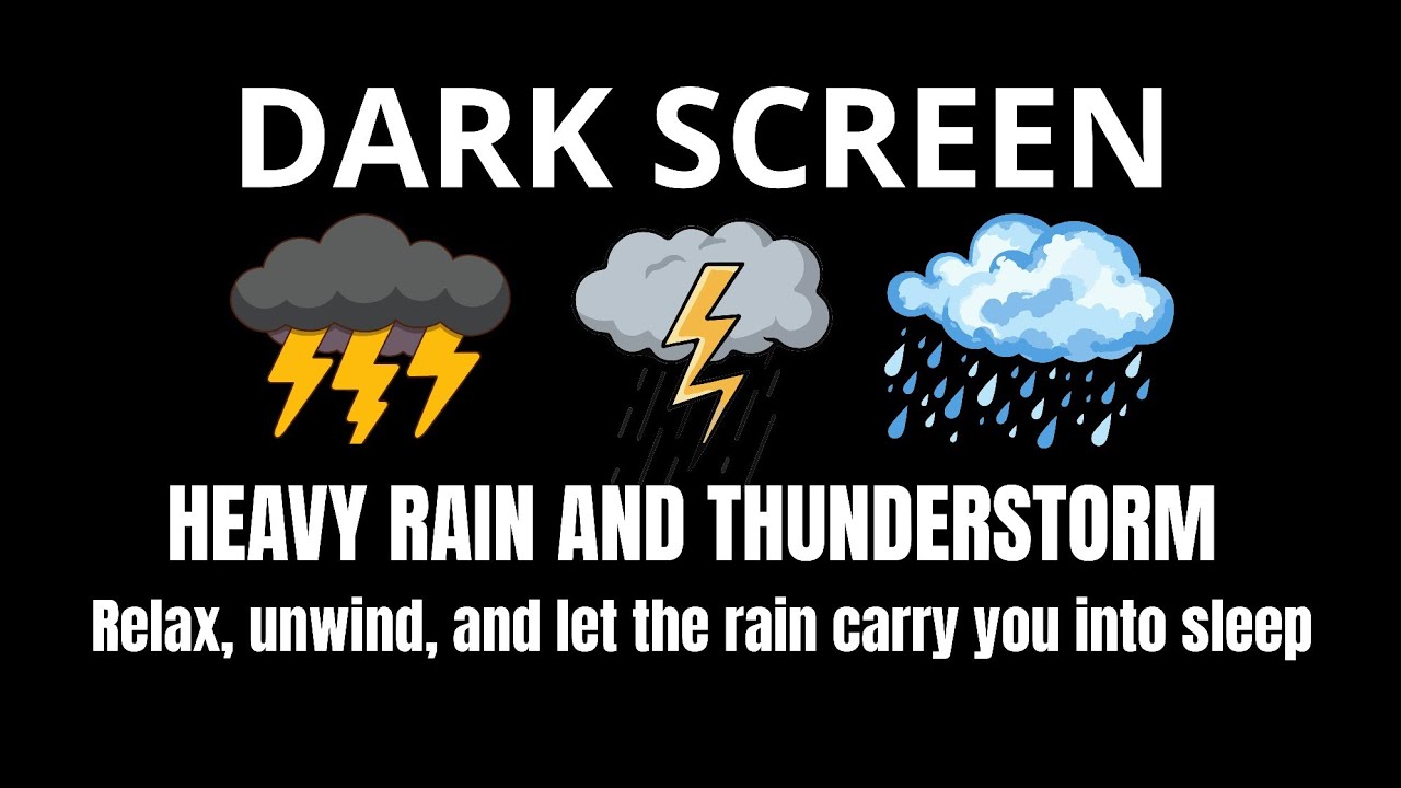 Heavy thunderstorm rain sounds BLACK SCREEN | Soothing Sleep Sounds