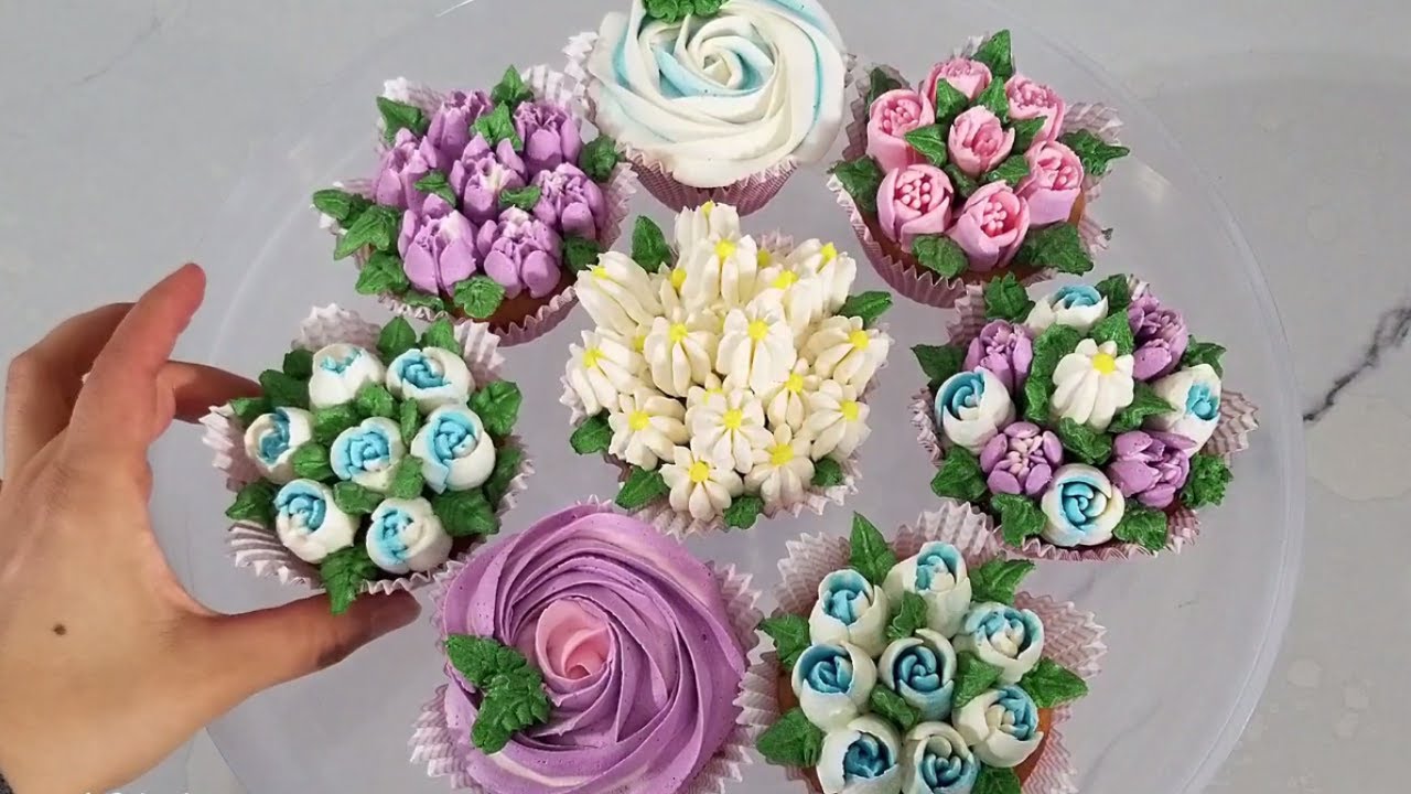 Buttercream Flower Cupcakes | كب كيك ورد بكريمة الزبدة