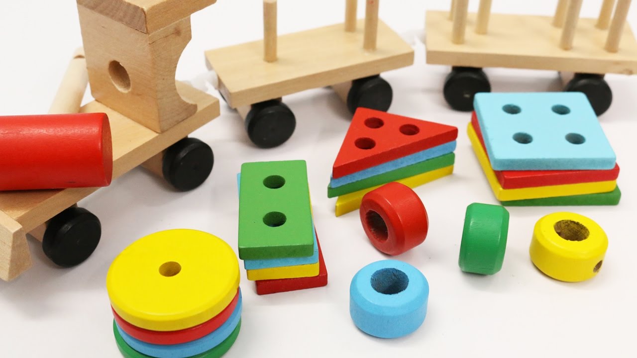 Wooden Stacking & Shape-Sorting Train Toy