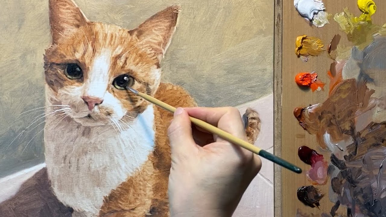유화로 그리는 고양이 #10 Cat drawing by oil painting #10 우울증 치료하는 고양이 Cat Treating Depression