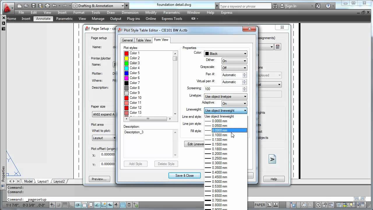 AutoCad 10 - more advanced plotting with page setup and plot styles