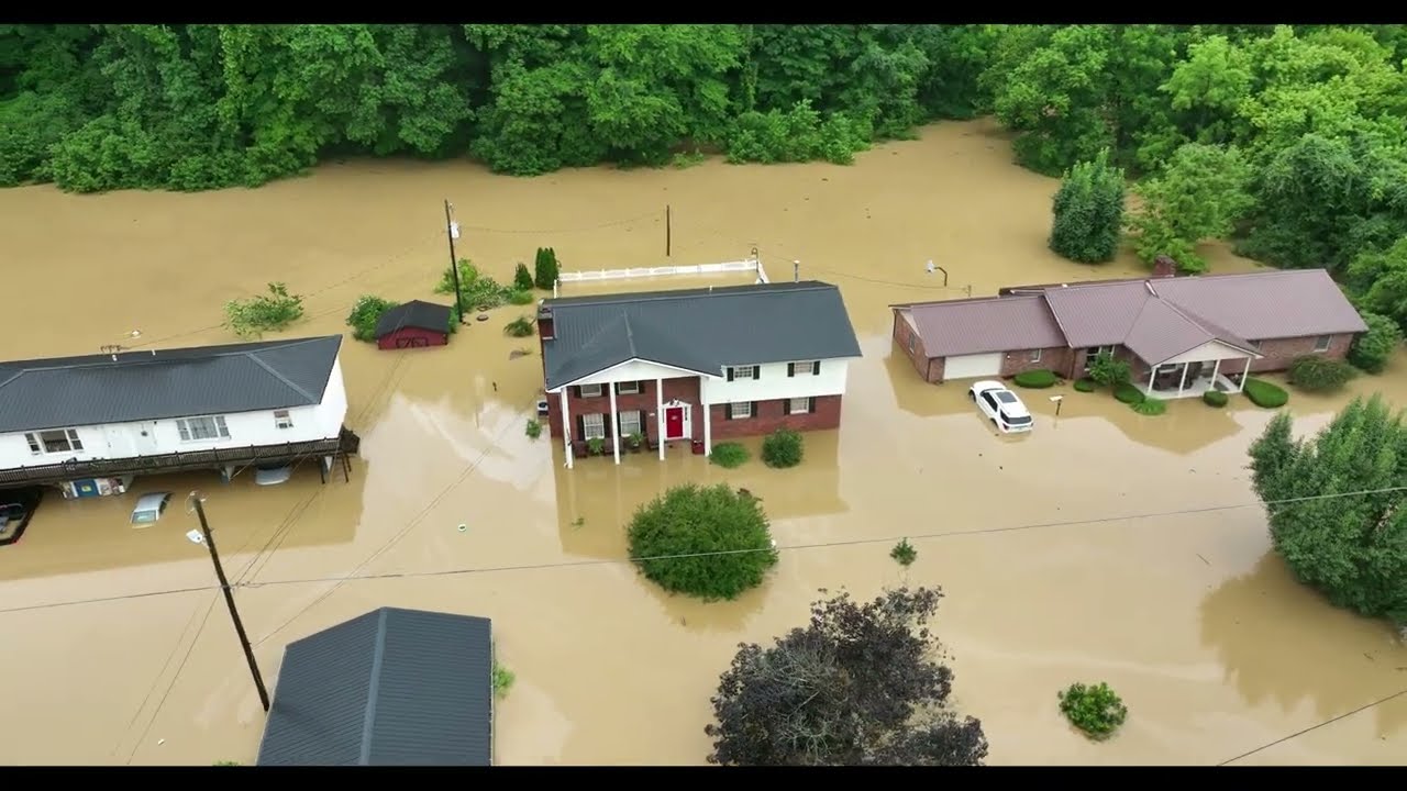 Garrett, KY Flooding- July 28, 2022 - Drone 4k - Floyd County