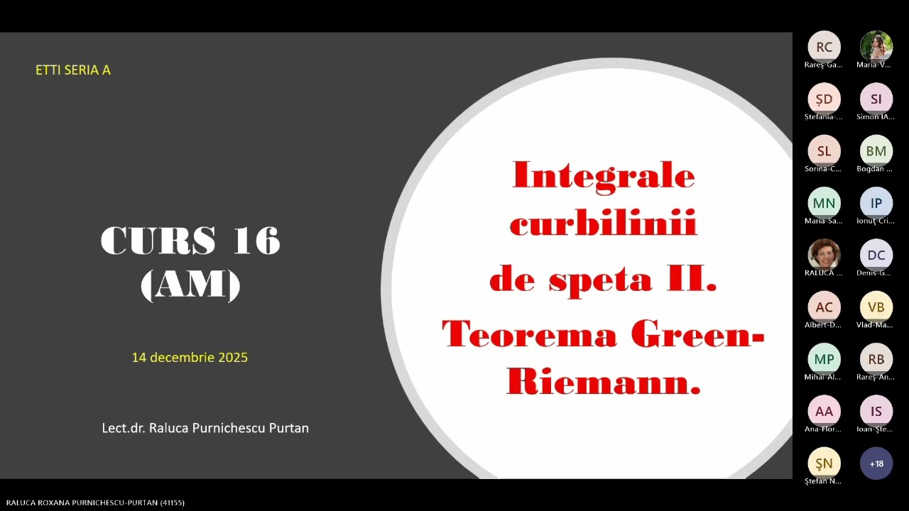 Curs 16 AM Integrale curbilinii speta 2 Green Riemann