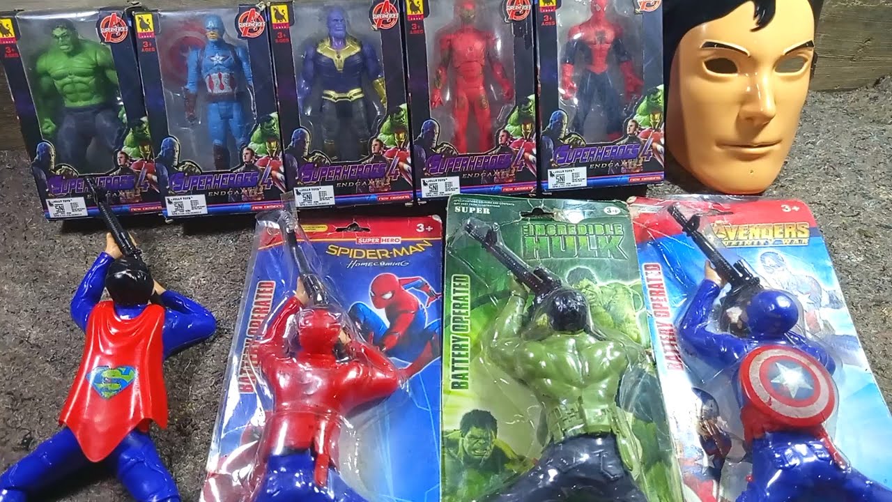 Spider-Man, hulk, captain America, unboxing superhero, iron man, Thanos, supermen, avenghers toys