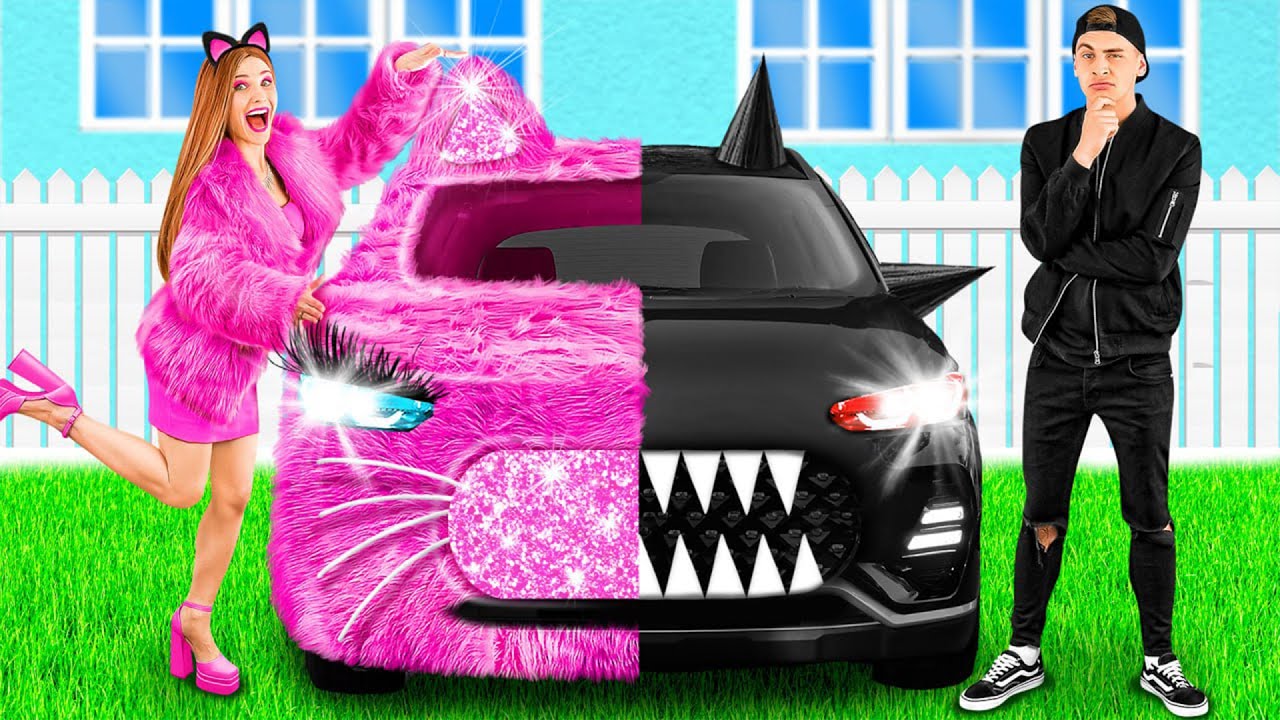 Cabaran Kereta Merah Jambu lwn Kereta Hitam | Idea Prank Gila Parara Best
