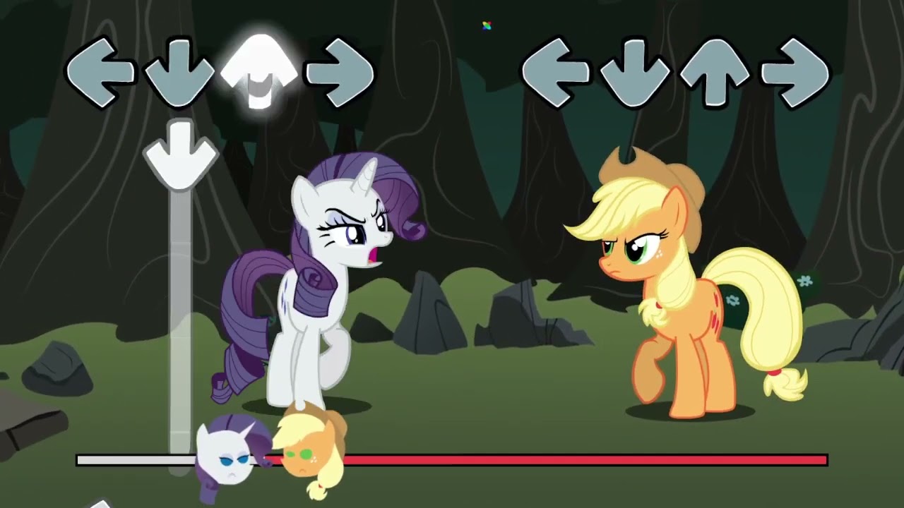 Tug-o-war (M-rarity Vs. applejack) _ Friday Night Funkin'