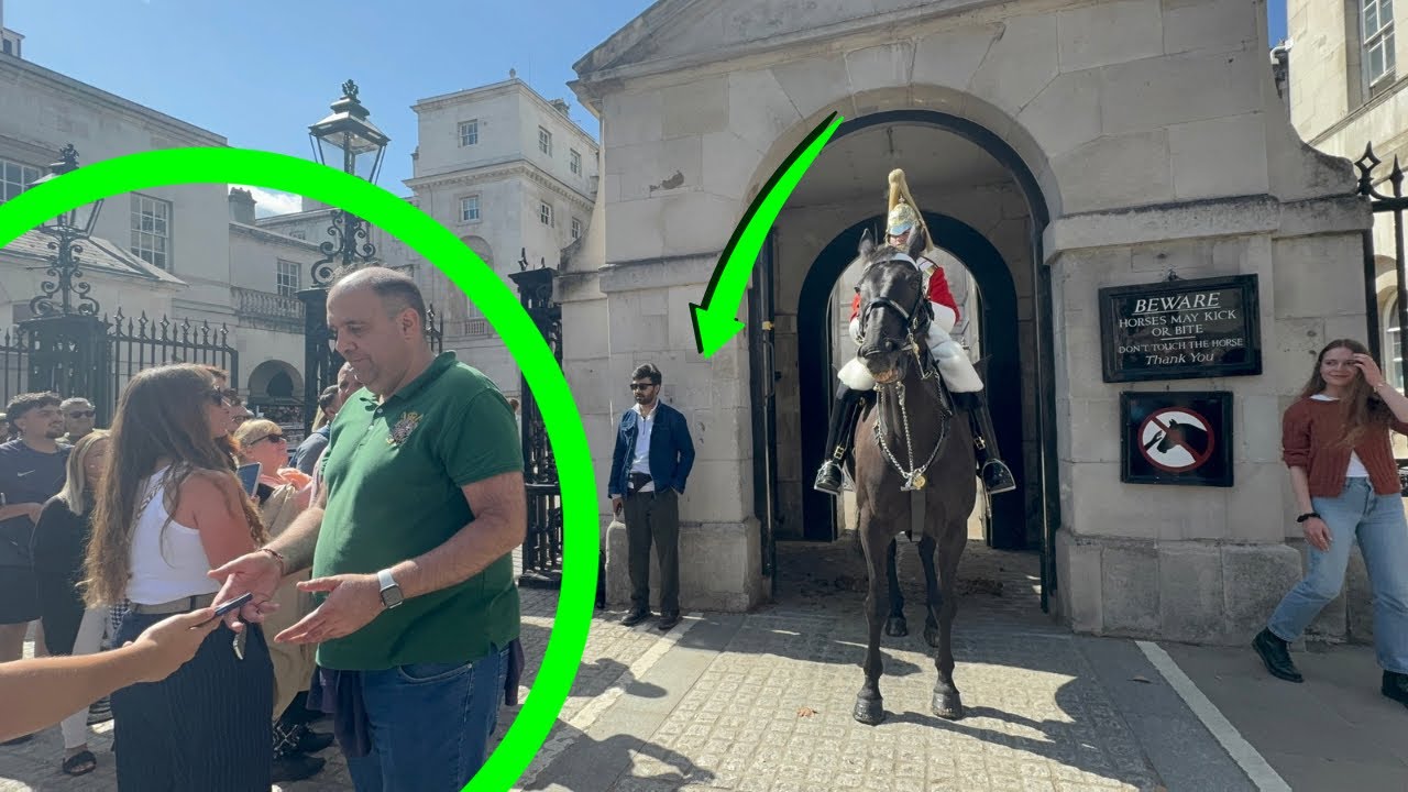 ❌IDIOTS Cross the Line! Guard and Horse Quickly Put Them in Place😂