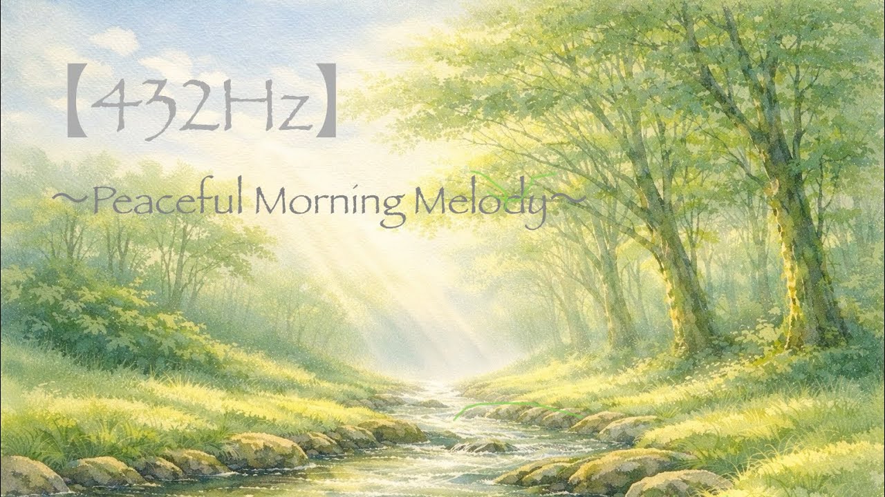 【432Hz】穏やかな朝｜Peaceful Morning Harp Melody｜癒し・リラックス・作業用BGM