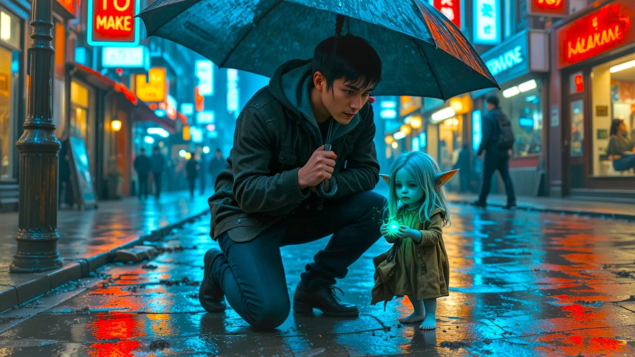 He Found a Tiny Alien Girl Crying in the Rain — What She Whispered Next Changed His Life Forever