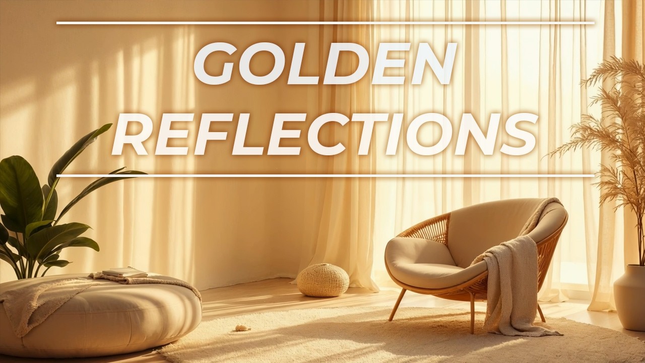 Golden Reflections - Warm Piano and Harp relaxing music 4K