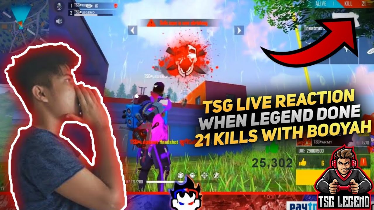 LIVE REACTION OF TSG WHEN LEGEND DONE BOOYAH WITH 21 KILLS