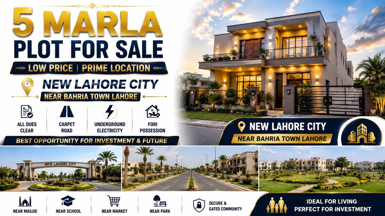 5 Marla plot for sale New Lahore City low price all dues clear 