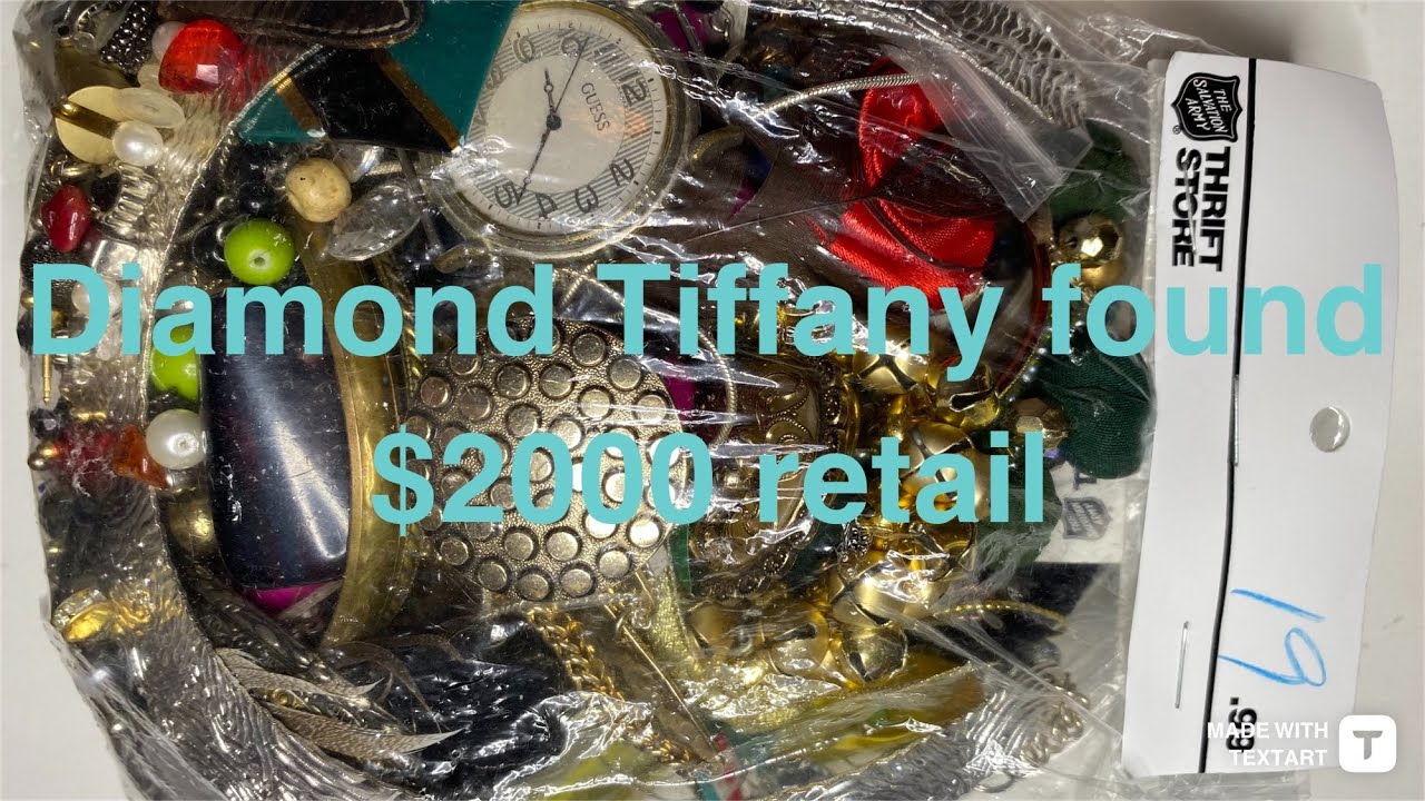 Diamond Tiffany found!!!!! $19.99 thrift store junk bag hiding a huge score