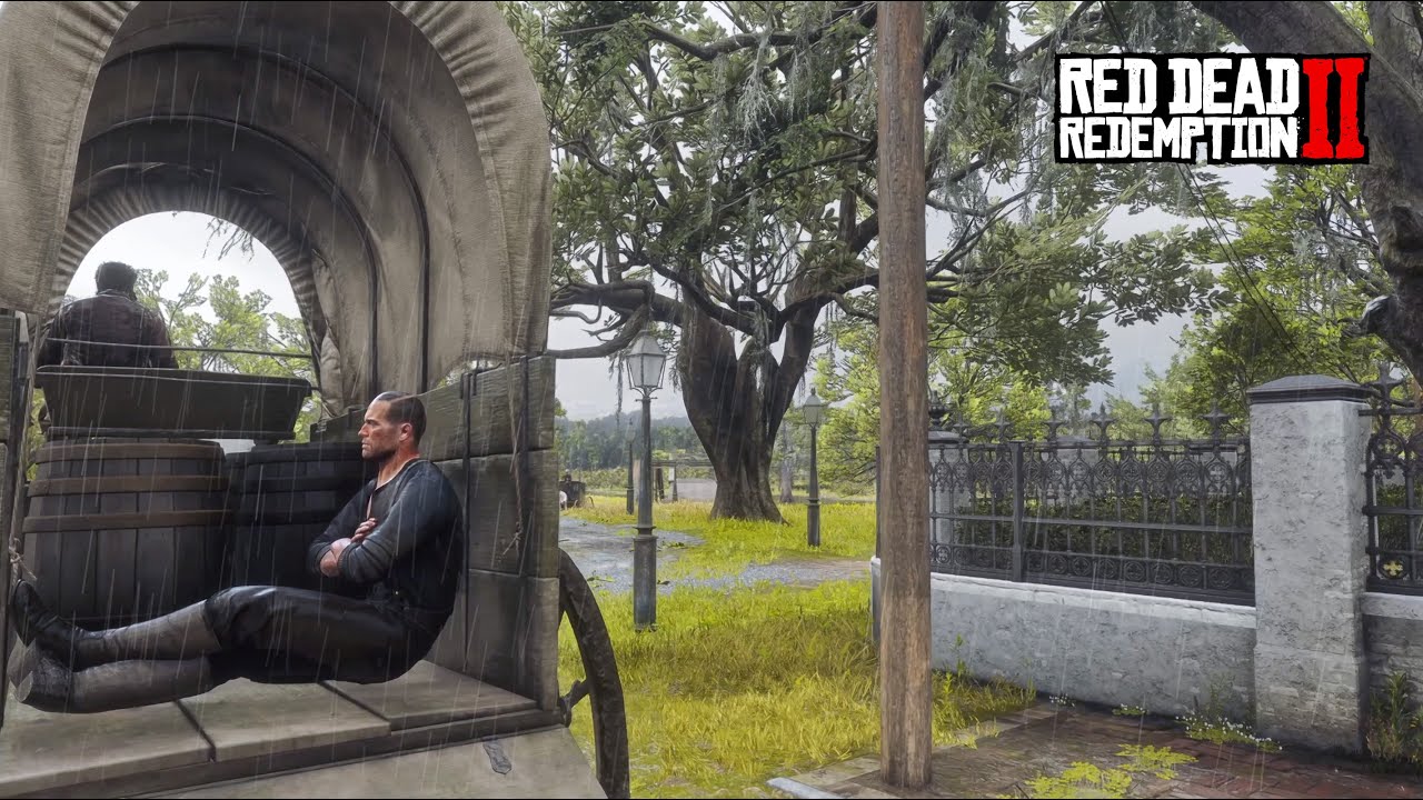 Gentle Spring Rain & Horse Carriage Ride | Relaxing RDR2 Ambience ASMR