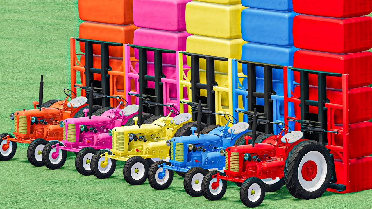 Tractor with Colors - COMPLETE SILAGE & GRASS BALE WORK Mowing Baling Transporting Grass ! FS22