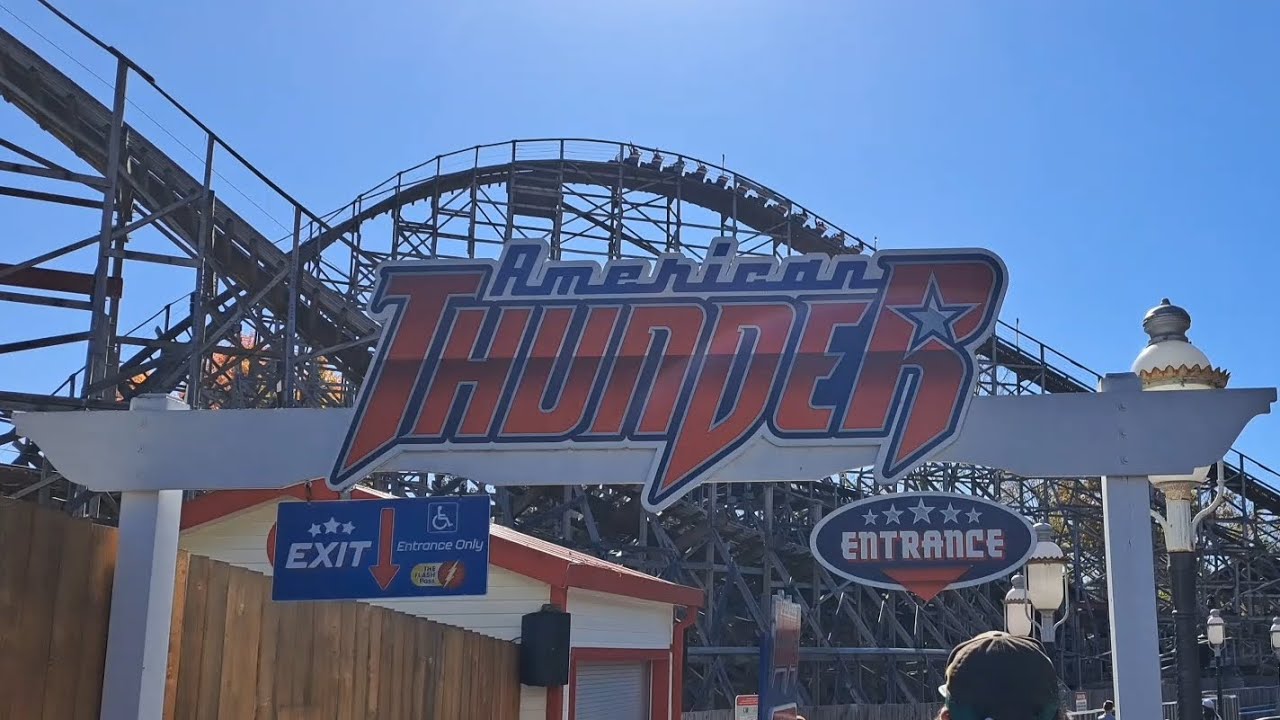 American Thunder Roller Coaster - Entrance To Exit Full Offride - Six Flags St. Louis