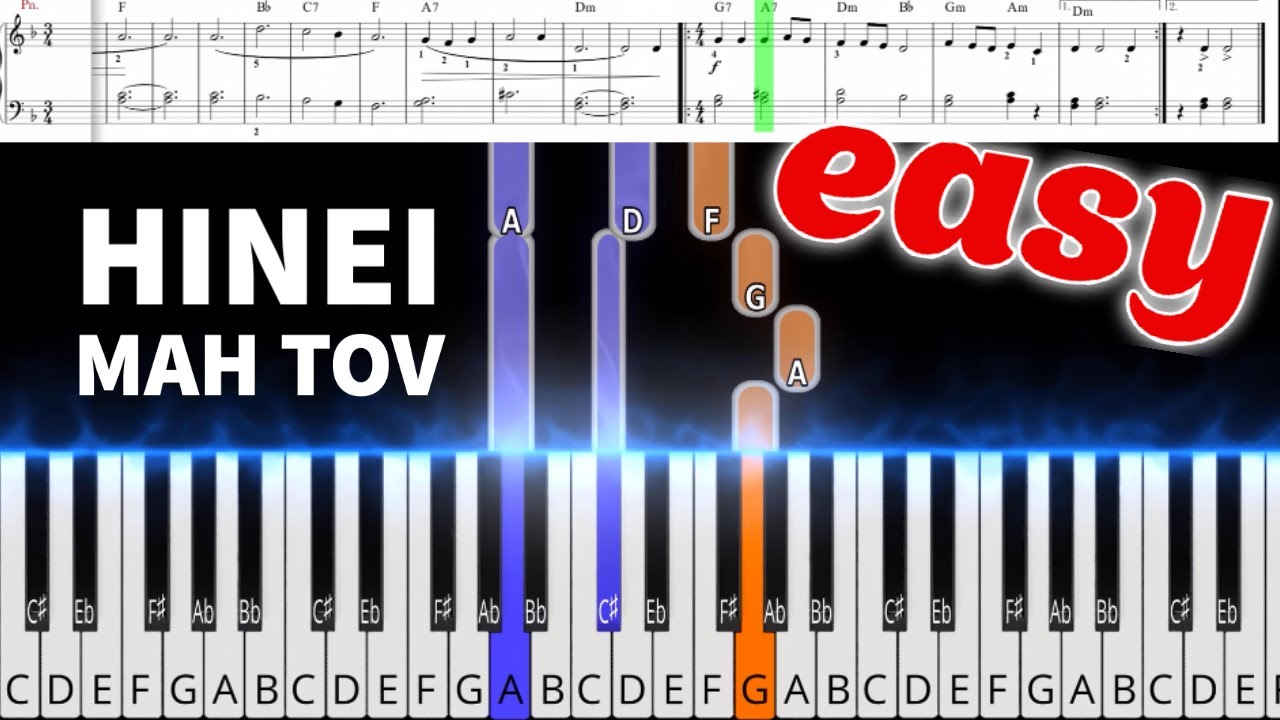 Hinei Mah Tov הִנֵּה מַה טוֹב tutorial l Easy jewish piano
