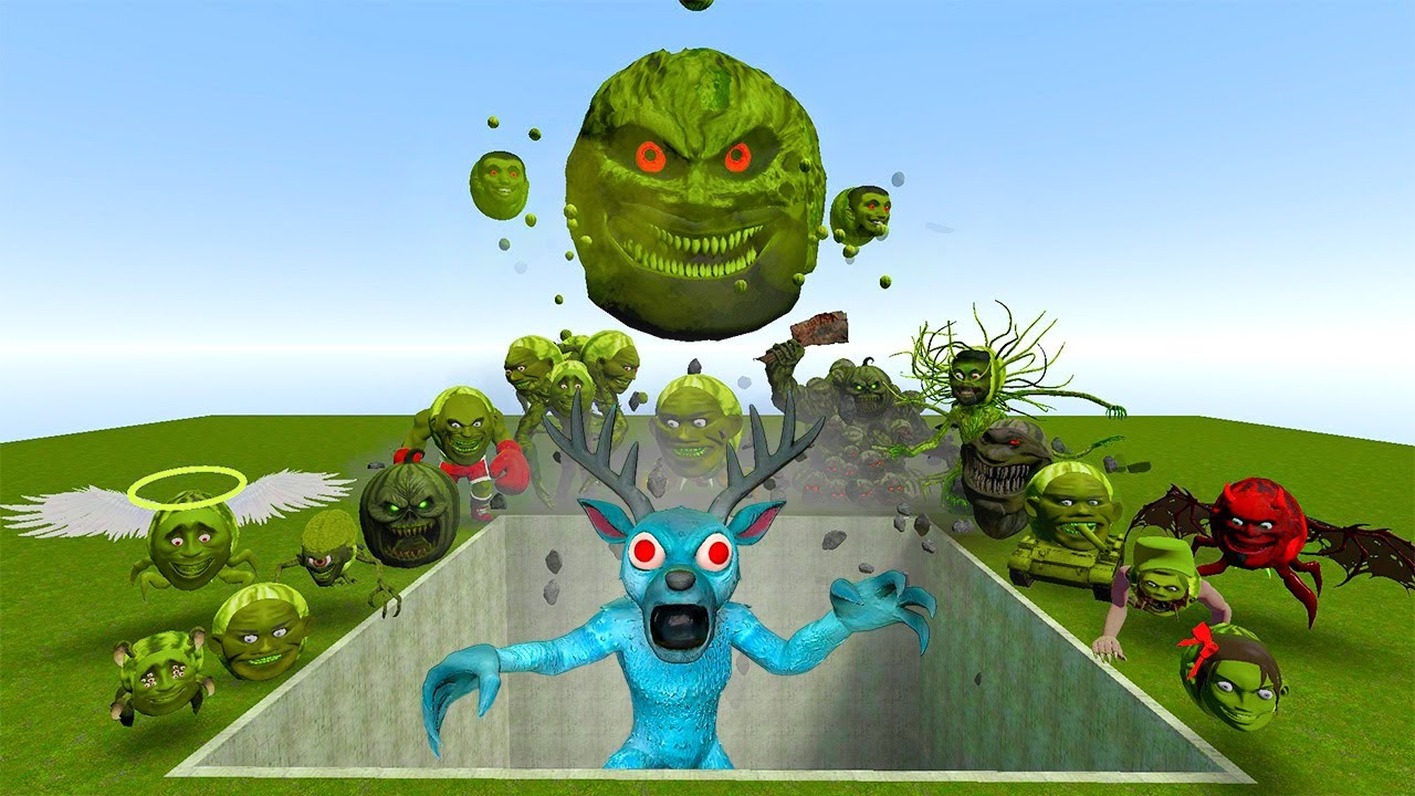 All Lin Gang Melon Family vs Giant Pit with Snow Cursed Deer from Roblox 99 Nights! &ndash; Garry&rsquo;s Mod