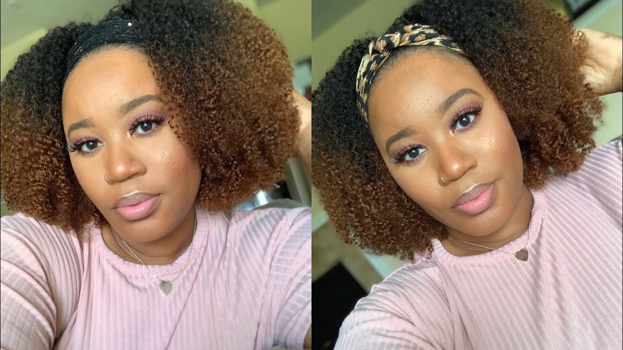 So Natural!!! 4B/4C Curls I Brown Ombre Afro Curly Headband Wig I RpgShow