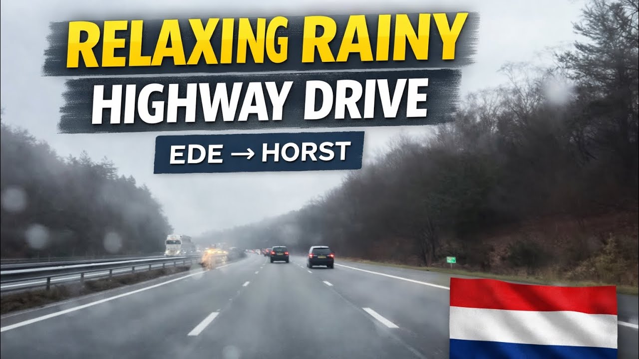 Relaxing Rainy Highway Drive in the Netherlands 🇳🇱 | Ede → Horst | Calm POV Driving