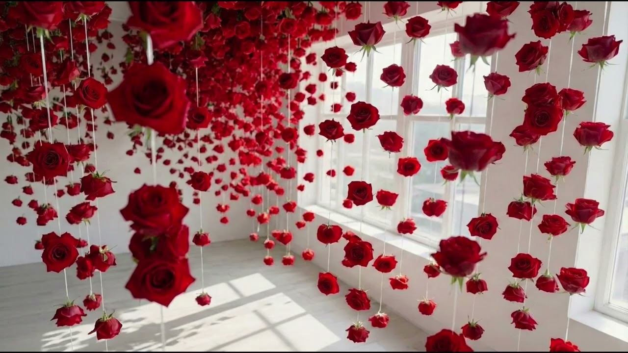 Valentine’s Day red Floral Art 💖 Romantic Love Frame | 4K TV Screensaver No Sound