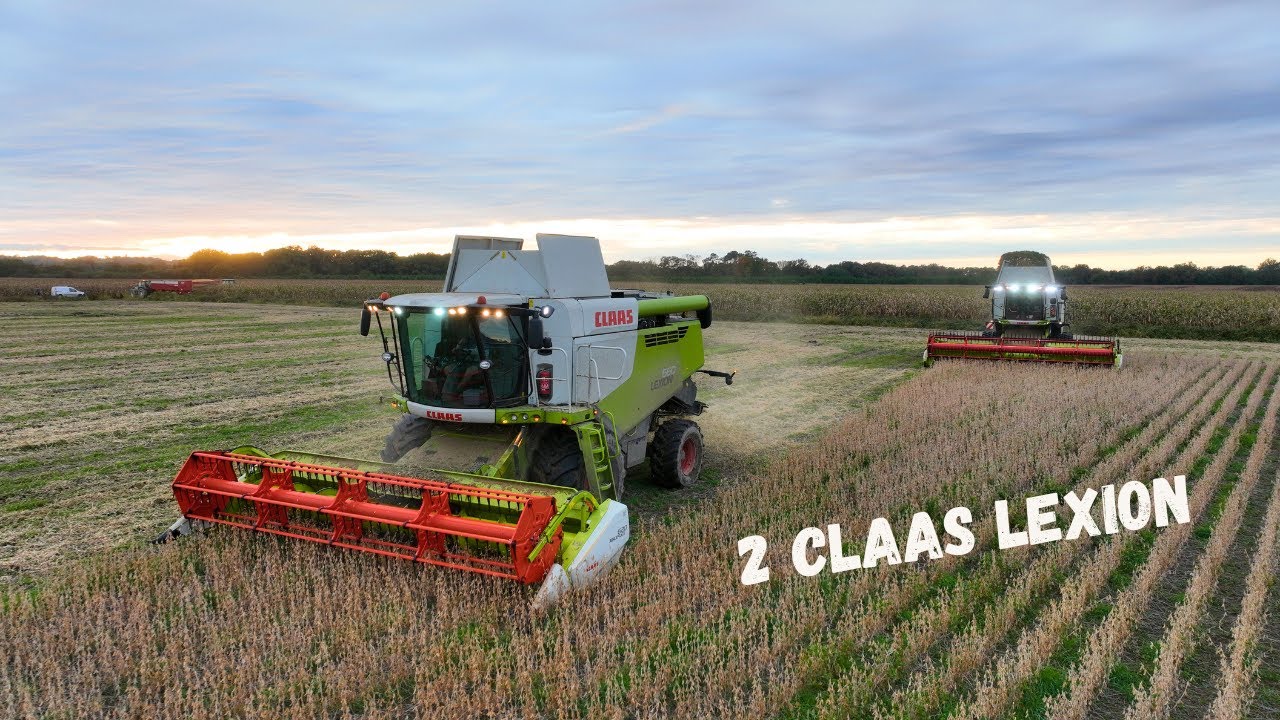 Récolte de soja🌱lexion  6700 équipé de chenille/  Lexion 660 🟢 13M de coupe (SARL Dalaine)