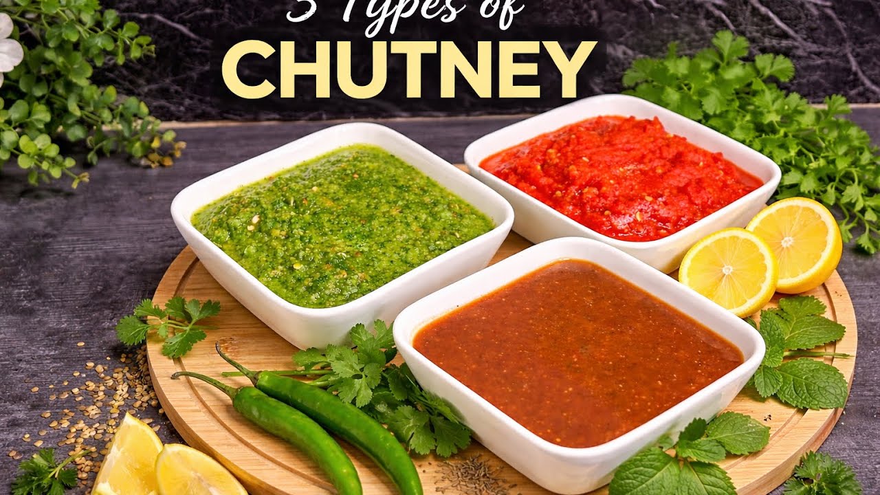 3 types of chutney(red, green and Imli chutney)|| دری ډوله چکنی( سره، شنه او املی چکنی)