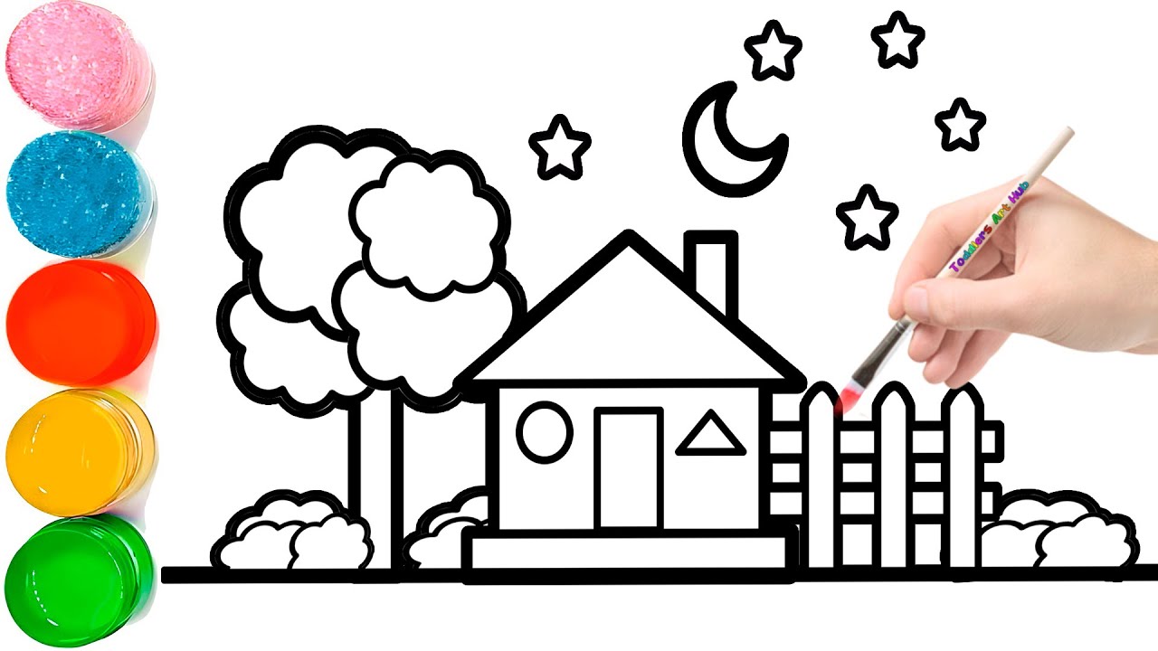 How to draw 2D Shapes | Drawing House form Shapes