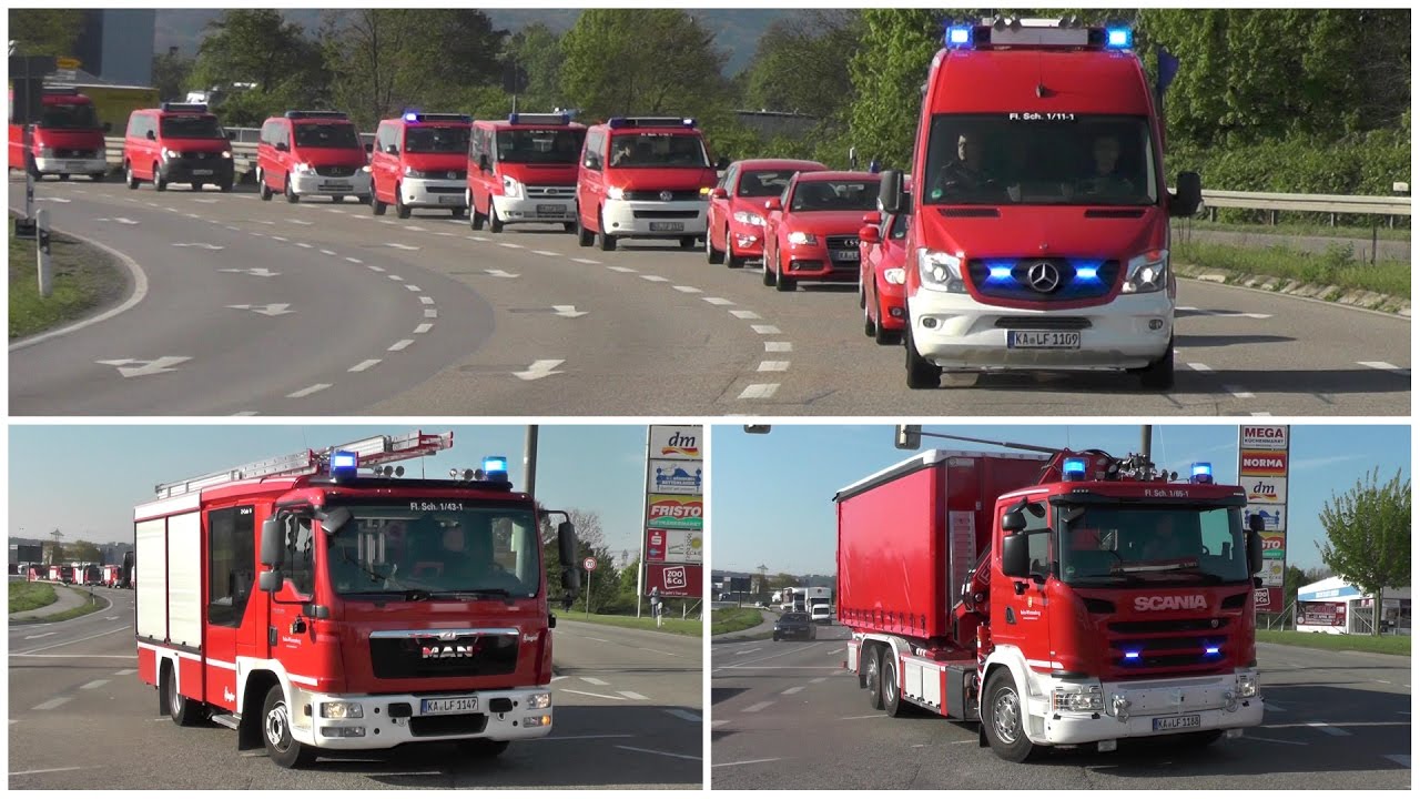 41 Feuerwehrfahrzeuge | Umzug Landesfeuerwehrschule Baden-Württemberg Bruchsal