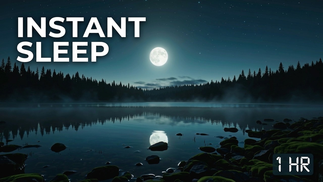 Forest Lake Sleep Sounds — Moonlit Night Ambience 1 Hour