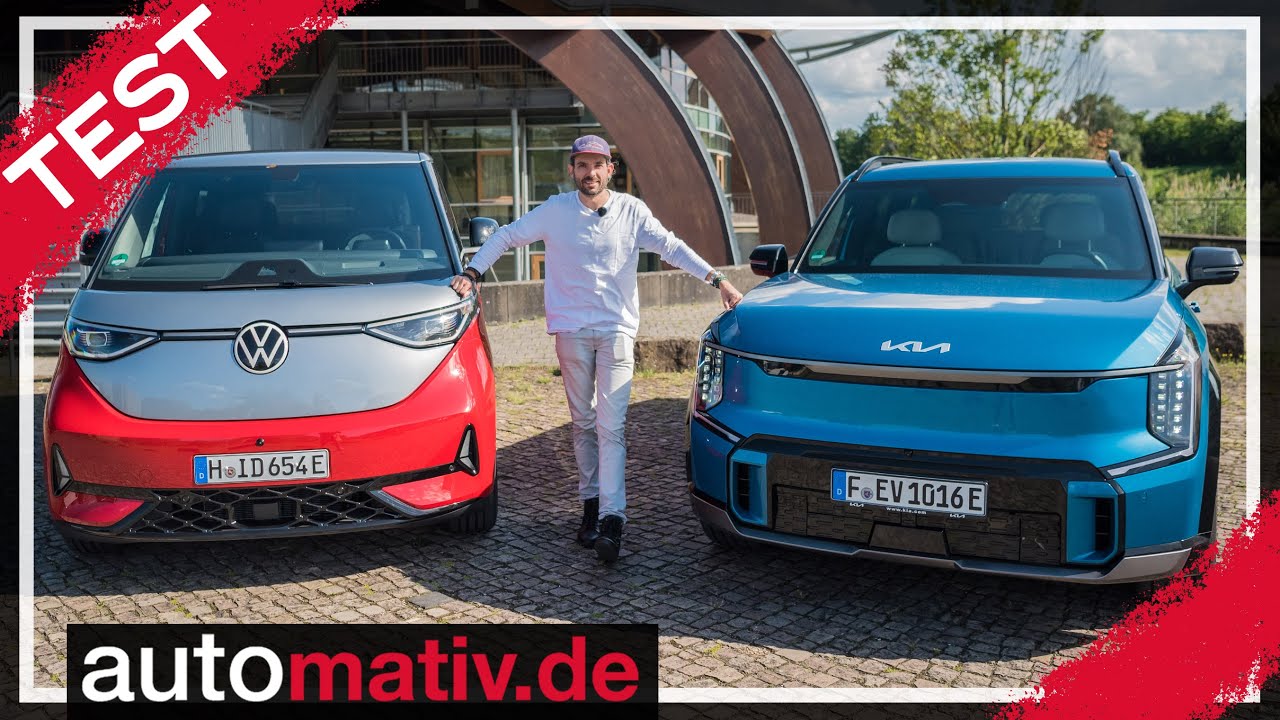 6-Sitzer im Vergleich: VW ID. Buzz GTX LWB vs. Kia EV9 GT-Line - Preise, Qualität, Innenraum