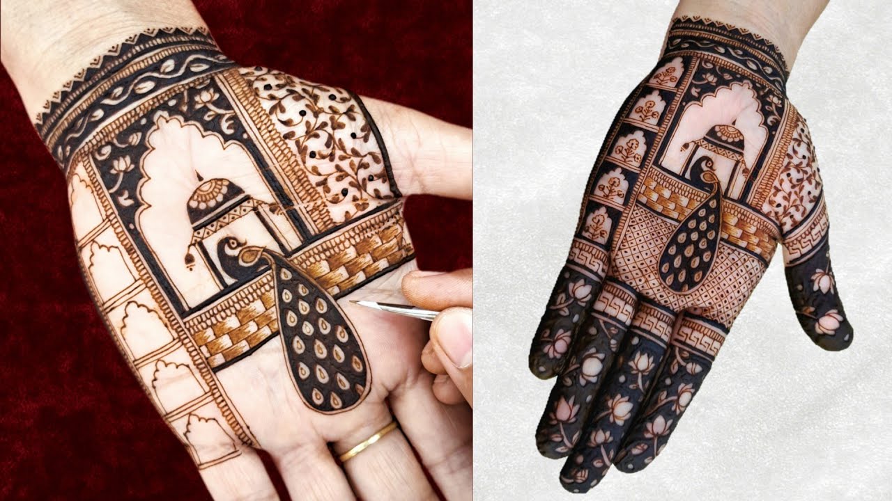 Karwachauth Special Semi Bridal mehndi Design 😍| Peacock Mehndi Design 🦚| Front Hand mehndi design