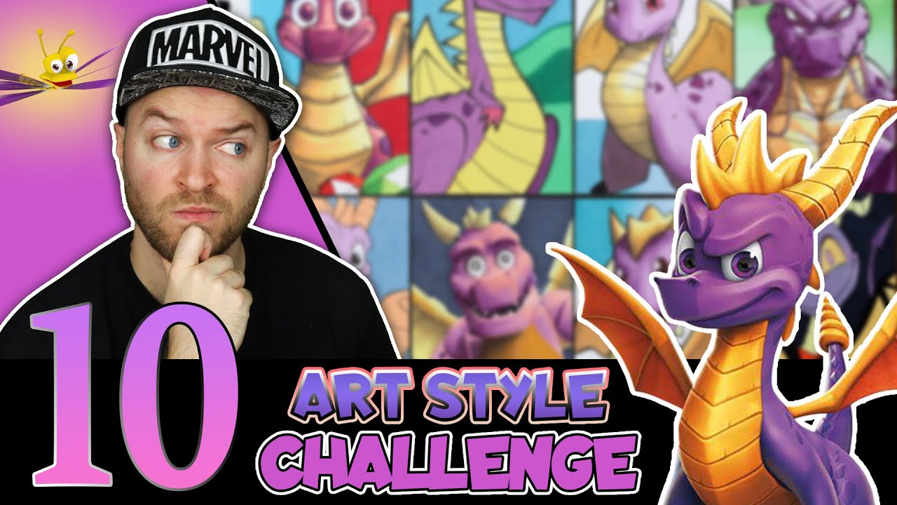 I Tried Drawing - Spyro The Dragon - In 10 DIFFERENT STYLES
