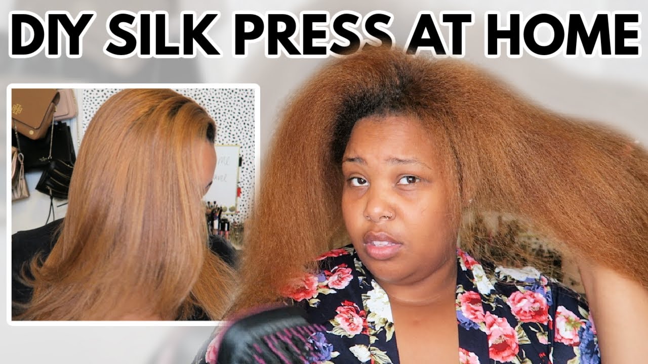 DIY SILK PRESS ON NATURAL HAIR | CURLY TO STRAIGHT ROUTINE | NO HEAT DAMAGE