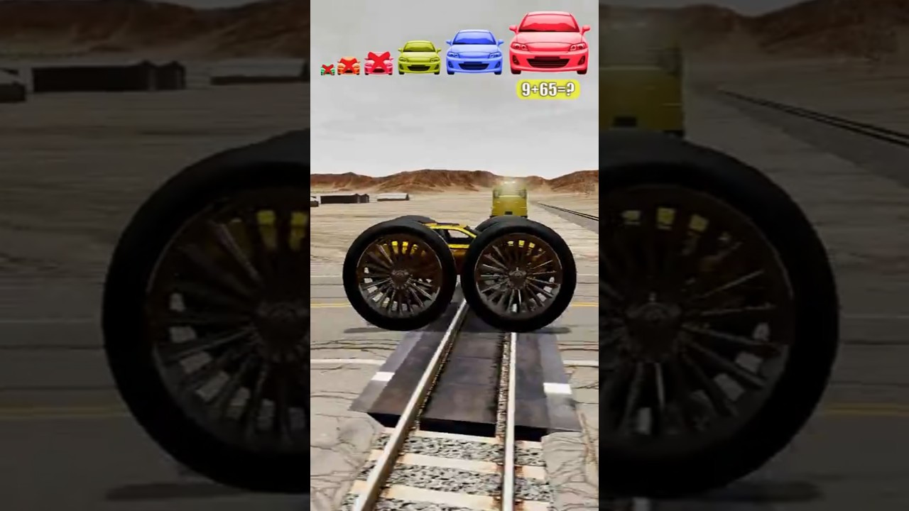 Big and Small Cars vs Train 💣💥 | BeamNG Drive #shorts