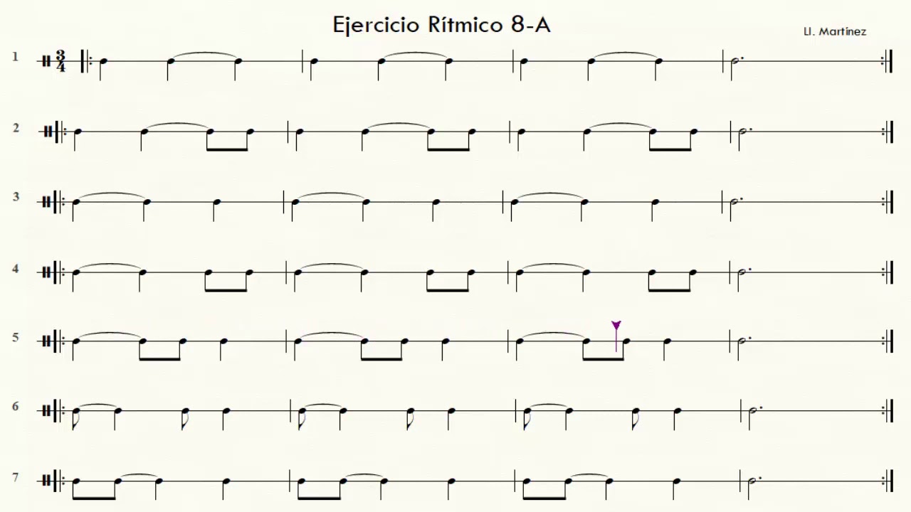 EJERCICIO DE RITMO BÁSICO - 8A 3/4 (LIGADURA)