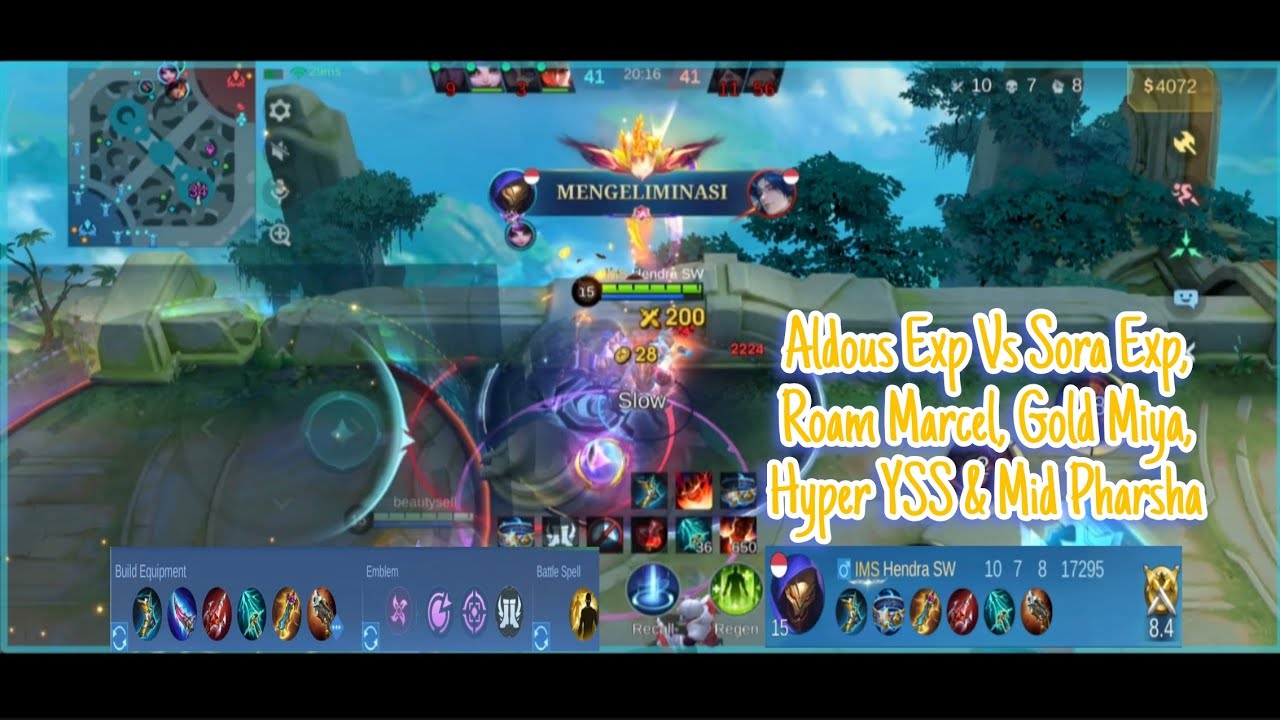 Aldous Exp vs Sora Exp, Roam Marcel, Mid Pharsha, Hyper YSS & Gold Miya